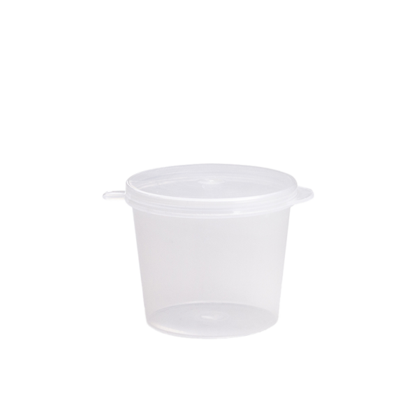 Clear Sauce Cup with Hinged Lids  - Polyethylene Terephthalate (PET), 25ml